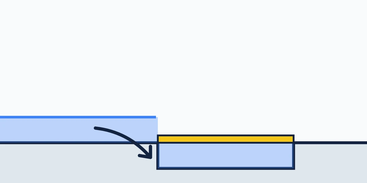 Section of an automatic flood barrier as floodwater flows into the recess beneath the panel